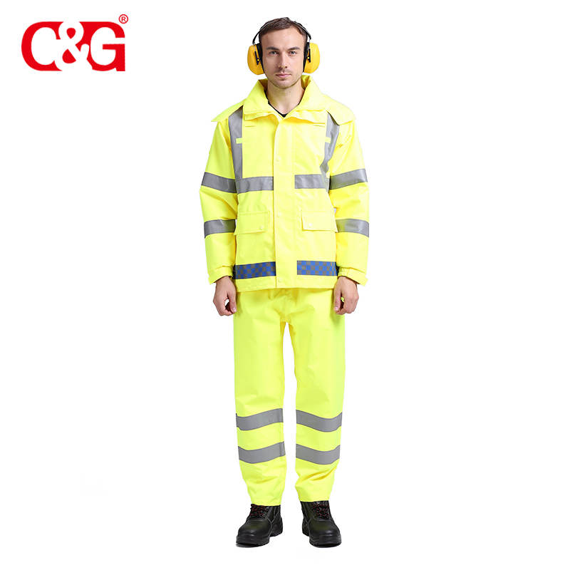 Factory price high visibility safety waterproof rainwear